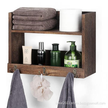 Wall Mounted Towel Shelf with Coat Hooks